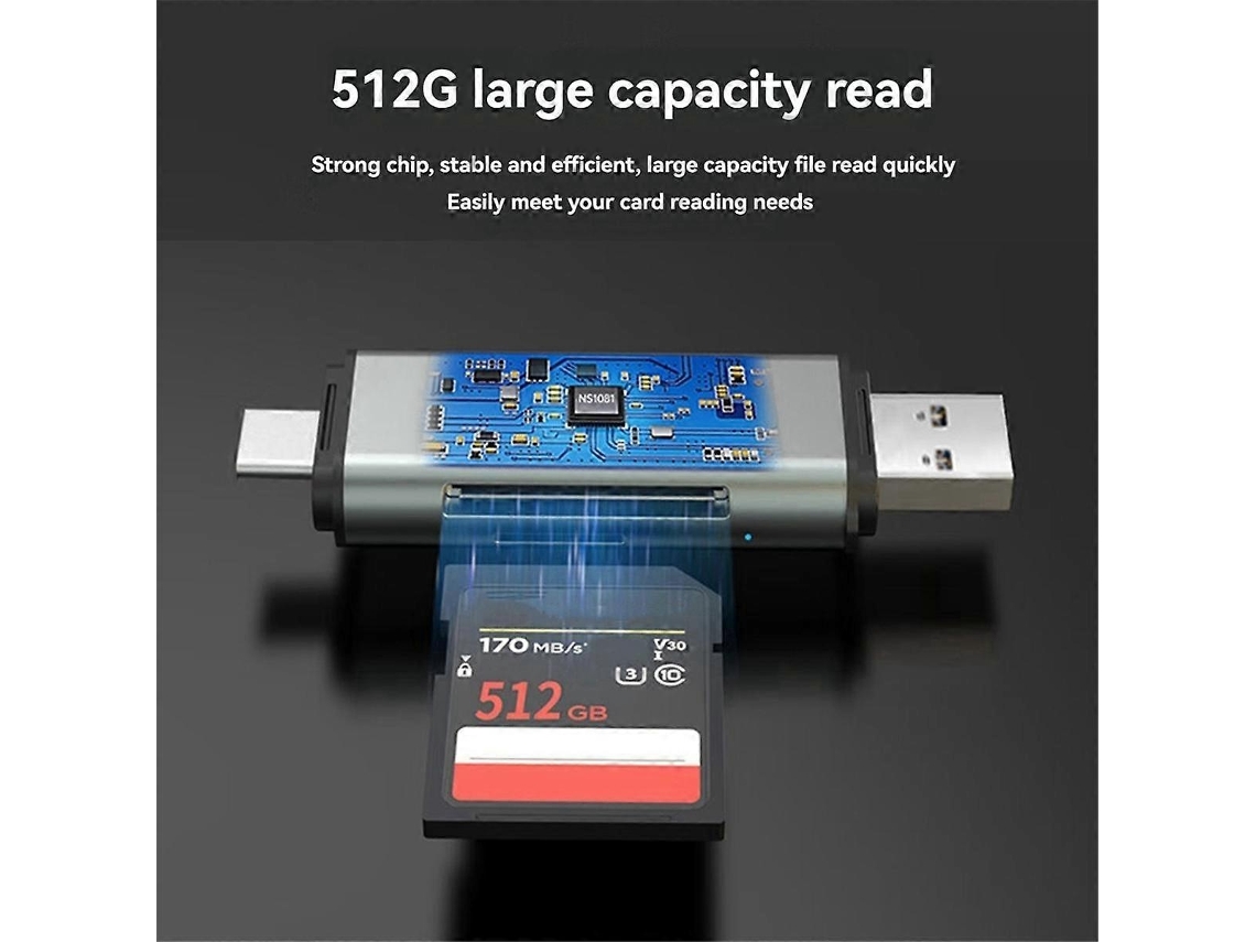 Lurelia Leitor De Cartões Usb-c/usb 3.0 Sdxc/sdhc/microsd/sd/tf/mmc Para Android/linux, Até 89 Mb/s