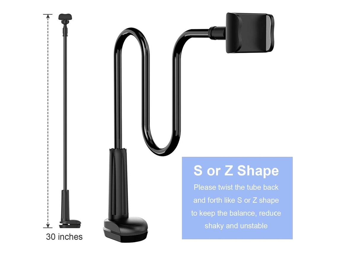 Lurelia Suporte Flexível Para Webcam E Câmara 5,5 Cm 60 Cm 2,16 Polegadas 23 Polegadas Pescoço De Ganso Rotação 360° Braçadeira