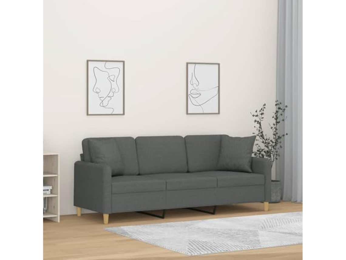 3-seater Sofa, 3-seater Sofas Vidaxl Cinzeto Tecido (n/a)