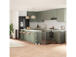 Vidaxl Portão P/ Cães Com Porta Dobrável 6 Painéis 480 Cm Álamo Preto