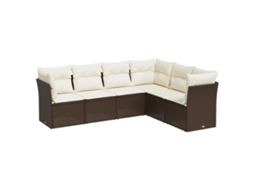 Conjunto de 6 Sofás Jardim com Almofadões Vime Pe Castanho MAISON EXCLUSIVE (80x200 cm)