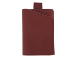 Carteira Minimalista de Couro Slim Porta cartões Multifuncional para Homens e Mulheres Marrom vermelho