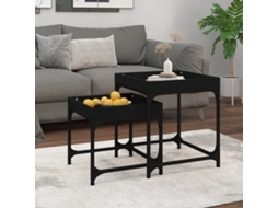Vidaxl Mesas De Apoio 2 Pcs Derivados De Madeira Preto