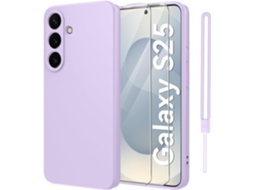 Capa Proteção Design Antiderrapante Para Samsung Galaxy S25 Hongwe. Textura Macia Anti-choque Roxo