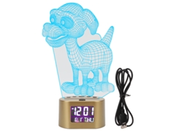 Luz Noturna Led 3d De Acrílico Em Formato De Filhote, Com Fonte Dupla, Despertador, Calendário Perpétuo E Luz Rgb.