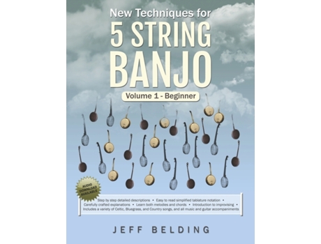 Livro New Techniques for 5 String Banjo: Volume 1 Beginner Jeff Belding (Inglês)