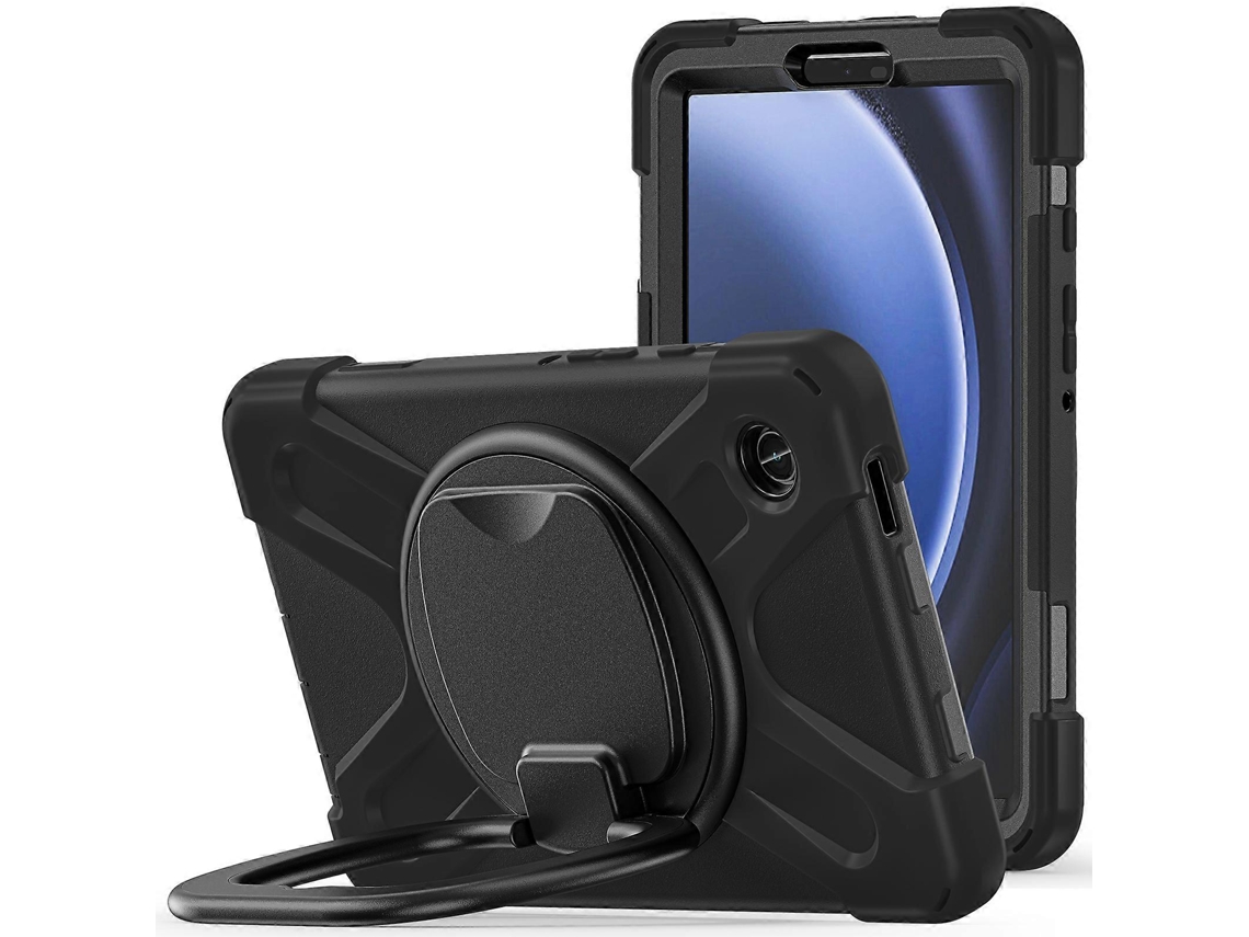 Capa de silicone para Samsung Galaxy Tab A9 com suporte giratório, preto Hengrongshen