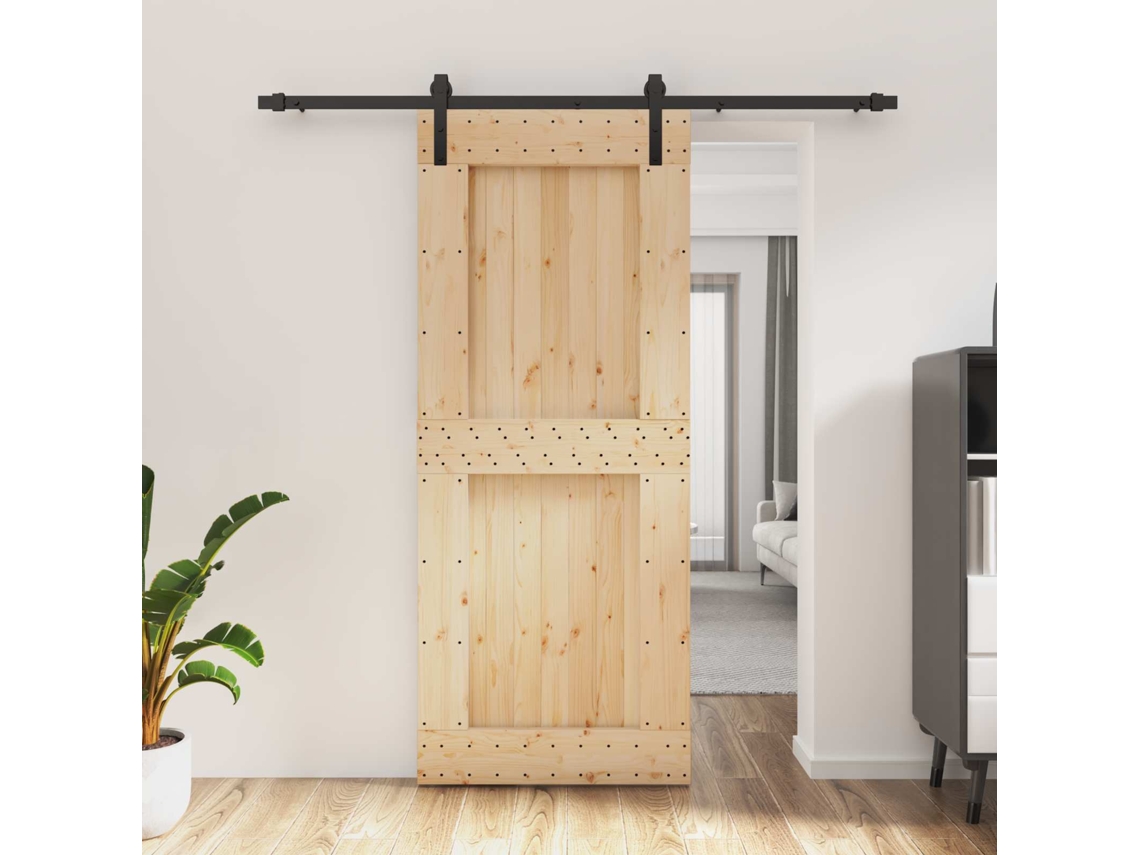 Vidaxl Porta Deslizante Natural E Preto 85 X 210 Cm