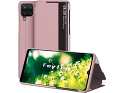 Capa Proteção View para Samsung Galaxy A12 HONGWE. Vidro Temperado Magnética Rosa