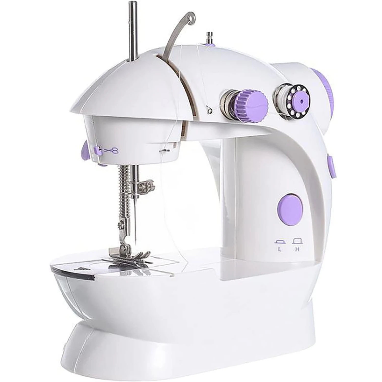 Esta Pequena Máquina De Costura Branca Possui Duas Velocidades E Um Pedal, Sendo Ideal Para Iniciantes Que Precisam Consertar Tecidos Finos.