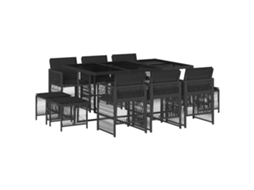 Conjunto de 11 Jantar para Jardim com Almofadões Vime Pe Preto MAISON EXCLUSIVE
