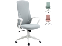 Cadeira de Escritório Giratória Altura Ajustável com Apoios de Braço Função Balanço Encosto Alto 62x56x110 119,5cm Cinza Ge