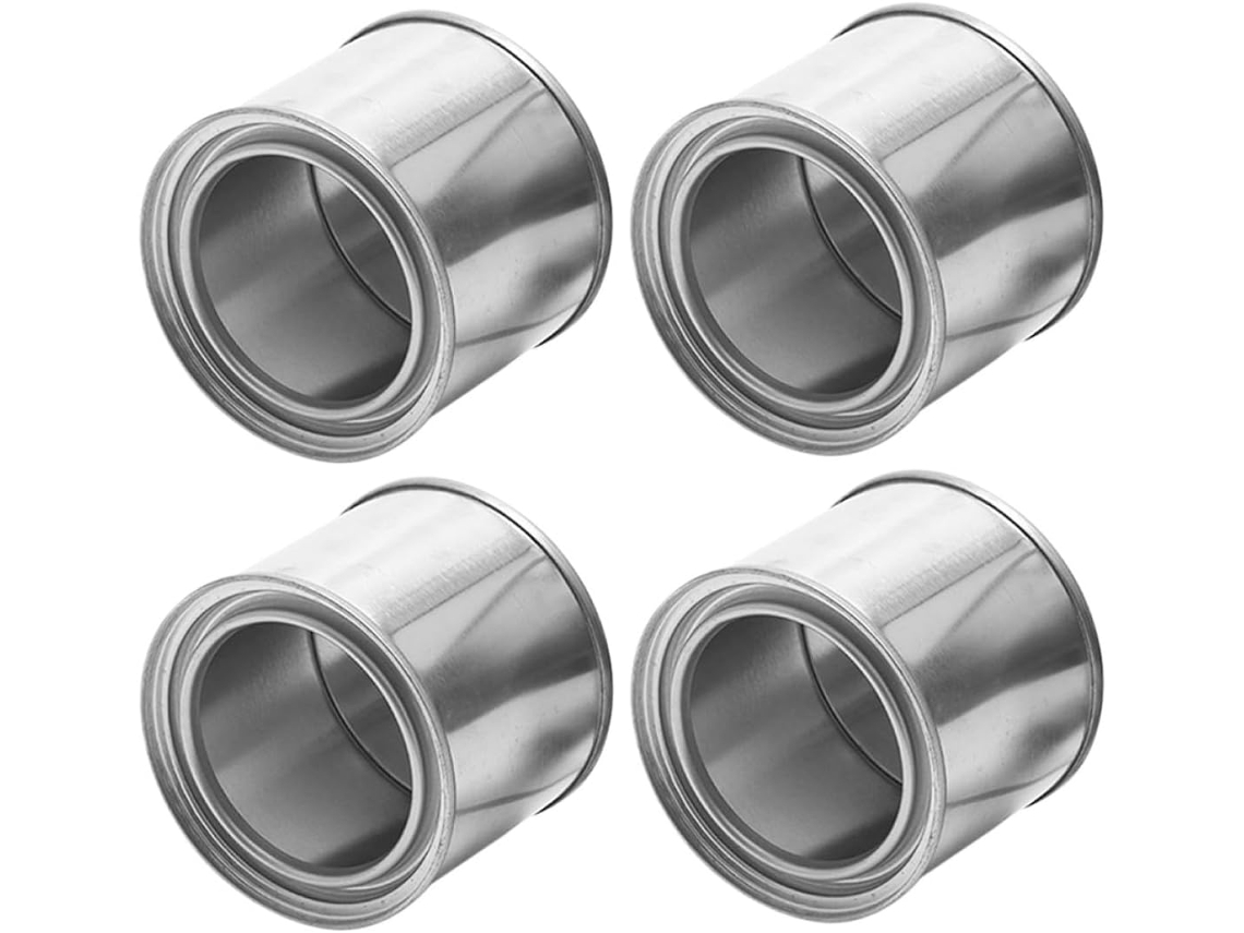 Conjunto De 4 Baldes Metálicos Impermeáveis Com Tampas, Recipientes Redondos Empilháveis.