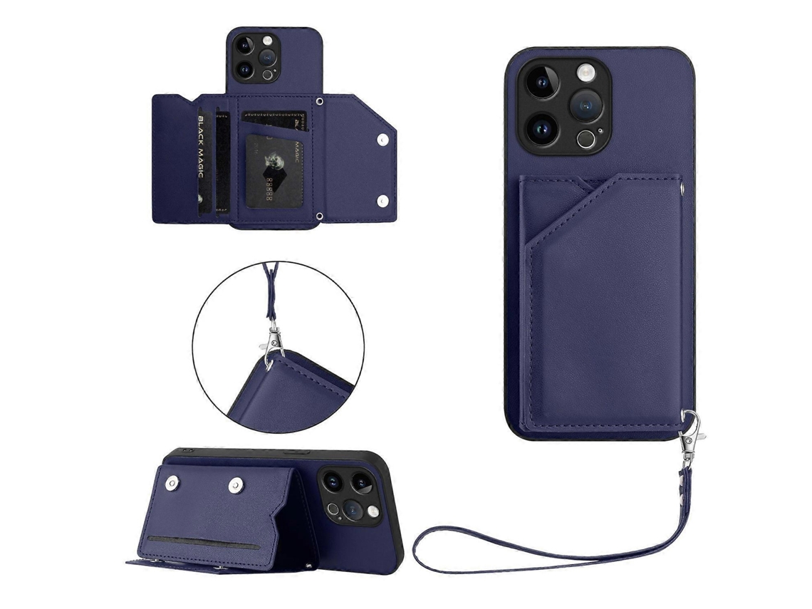 Capa Com Suporte Para Cartão E Alça De Pulso Para Iphone 15 Pro Max