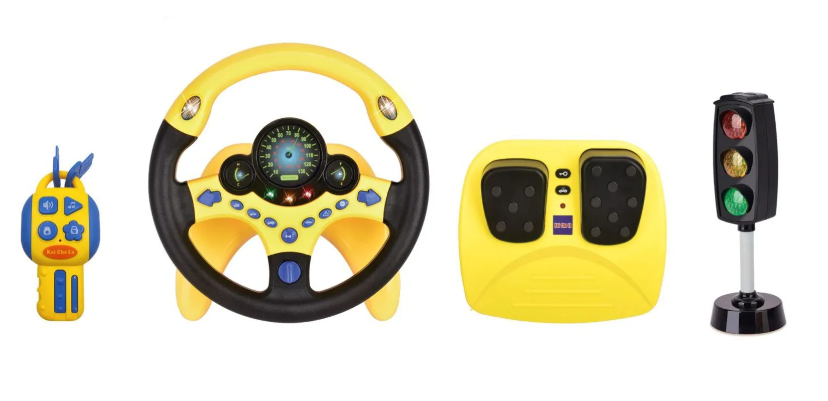 Volante Brinquedo CHRUI com Pedais de Freio e Acelerador com Luz e Música (amarelo)