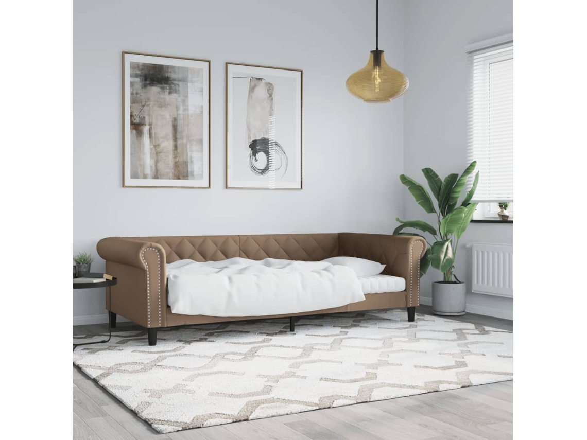 Vidaxl Sofá-cama 80x200 Cm Couro Artificial Cor Cappuccino
