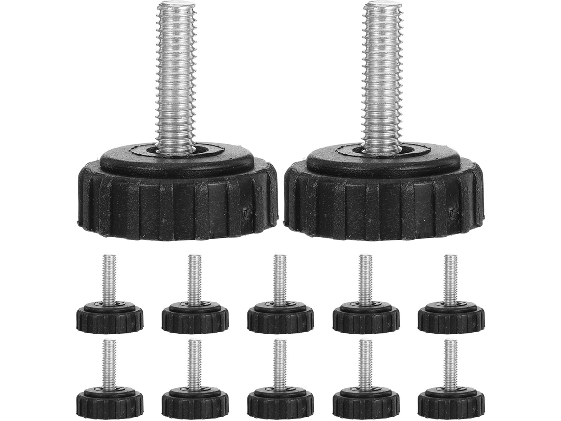 Conjunto De 12 Niveladores Pés Móveis Ajustáveis Com Design Fuso, Em Pp Preto E Ferro, Firmes E Seguros