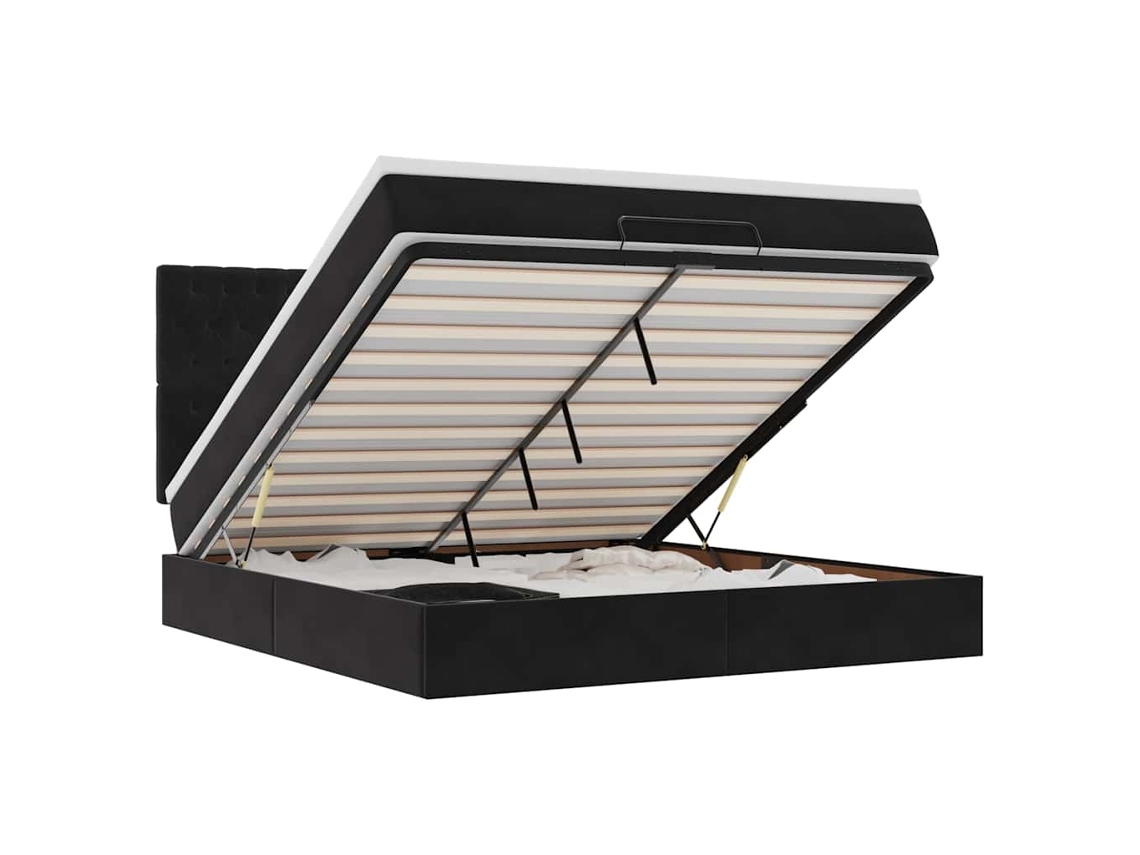 Ottoman Bed, Ottoman Beds Vidaxl Preto Veludo (180 X 200 Cm)