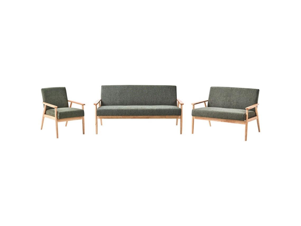 Conjunto De Sala De Estar Beliani Esrum De Tela Verde 151x72x79