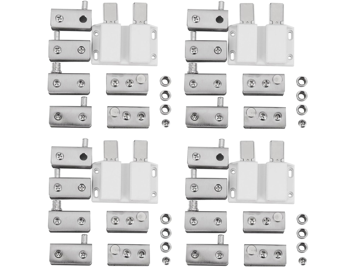 Conjunto De 4 Dobradiças Pivotantes Aço Inoxidável Portas Vidro Com Fecho Magnético Cabeça Dupla 5a 8mm