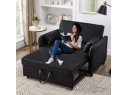 Sofá-cama Multifuncional Com Função De Dormir, 2 Lugares, Encosto Ajustável Em 3 Níveis, Material Pu Impermeável, Fácil De Transformar Em Cama.