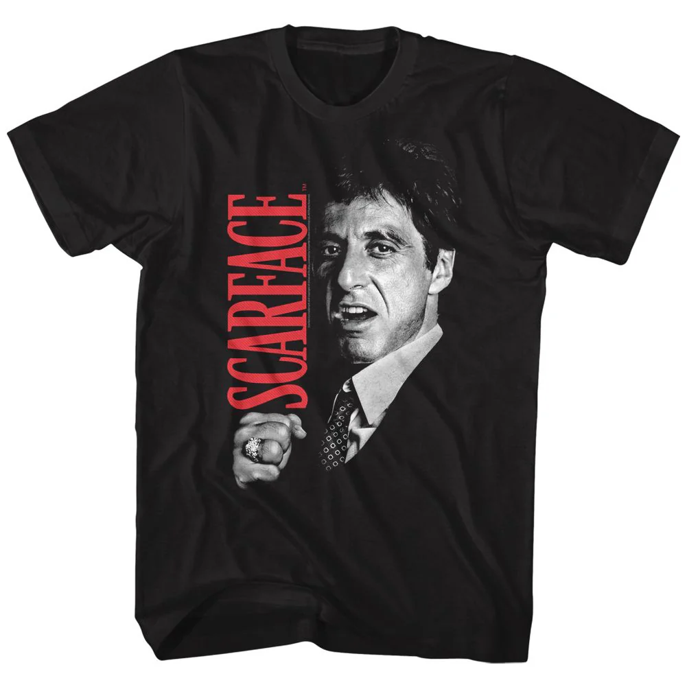 Unisex Adult T-shirt Rockinstone Scarface Movie Tony Close-up Black Sizexl