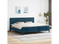 Vidaxl Estrutura De Cama Com Colchão Azul 180 X 200 Cm Veludo