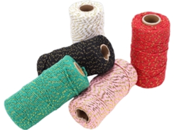Pedaços de Barbante de Algodão Colorido com Fio Dourado 2 Mm para SFUSHOS