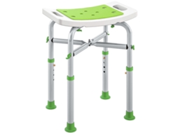 Banqueta/cadeira de Banho Assento Acolchoado e Ajustável, Pés com Ventosas Antiderrapantes, Alumínio Verde TOPBRICO