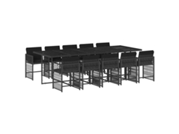 Conjunto de 11 Jantar para Jardim com Almofadões Vime Pe Preto MAISON EXCLUSIVE
