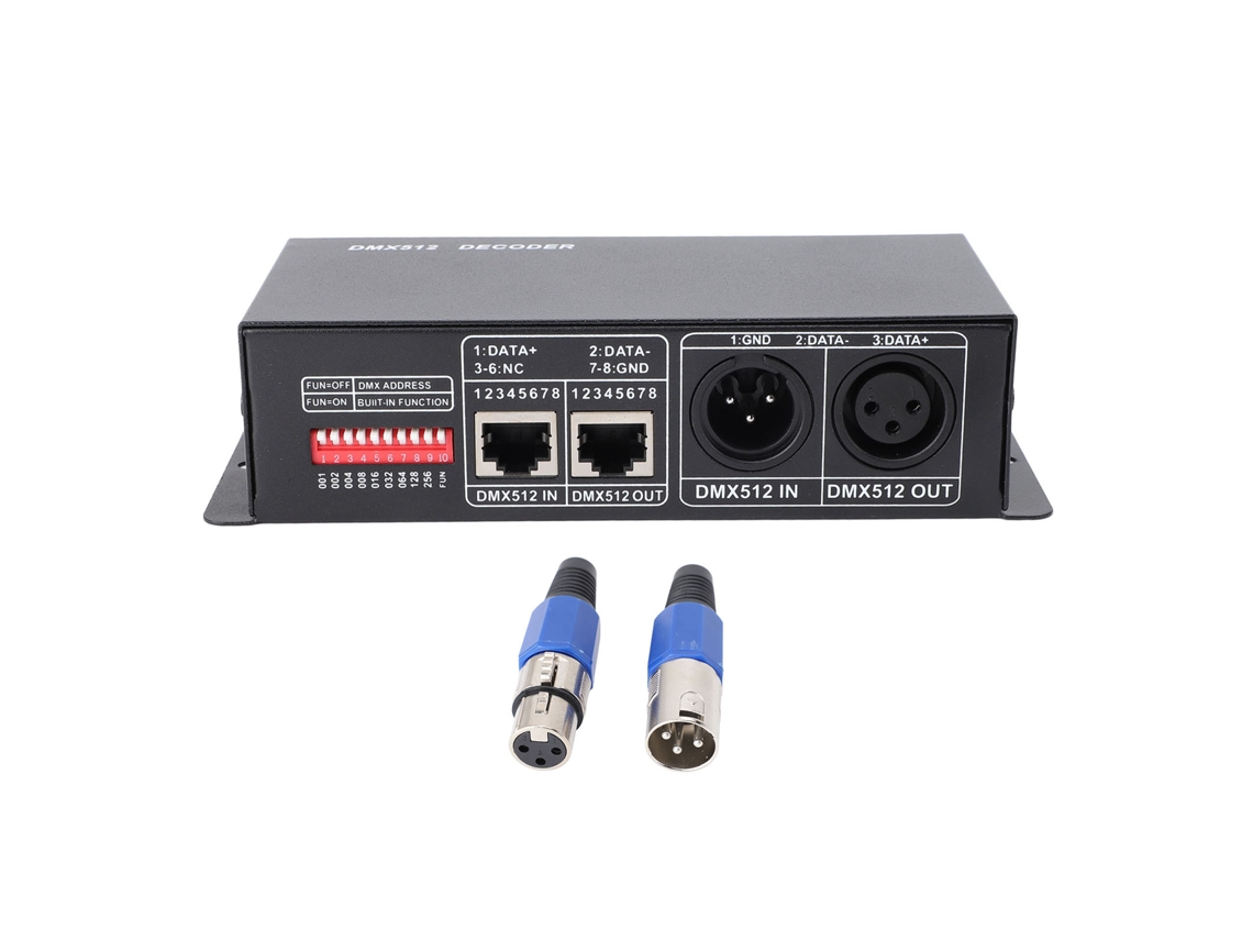 Decodificador DMX512 4 canais driver de dimmer RGBW para luzes LED de palco 12‑24V controle | S/MARCA