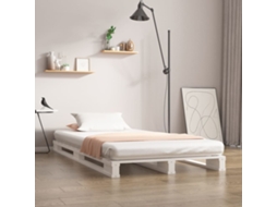 Vidaxl Cama De Paletes Pinho Maciço 90x200 Cm Branco