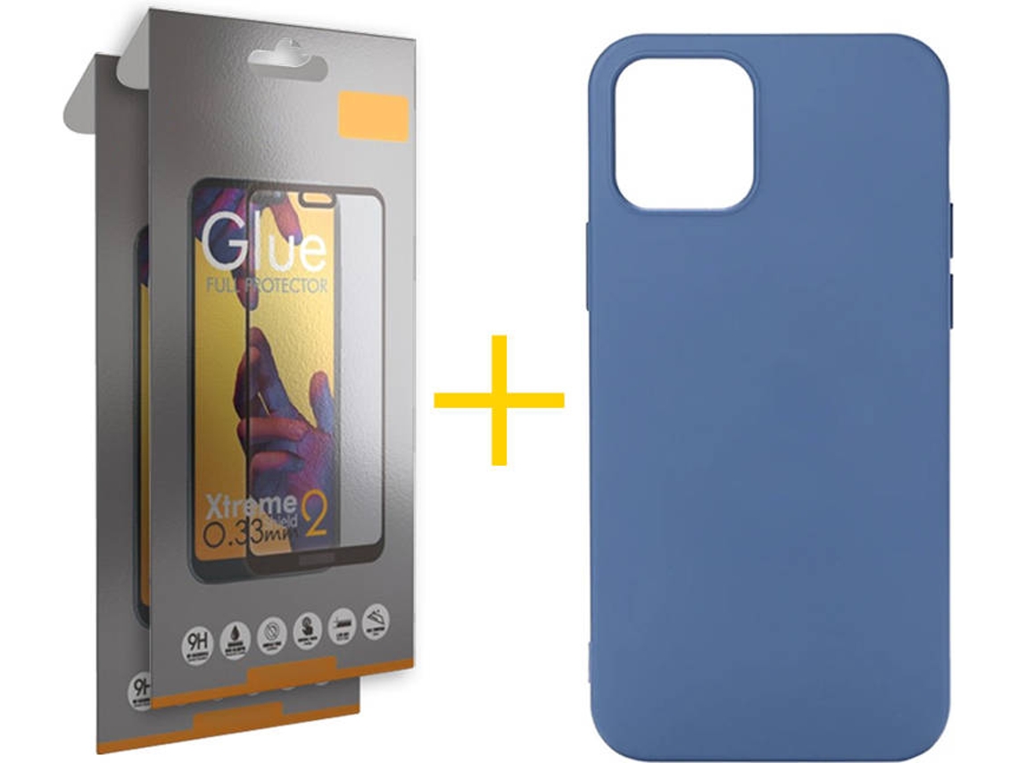 Kit Capa e 2 Películas Apple iPhone 11 Pro SKYHE Full Liso (Azul)