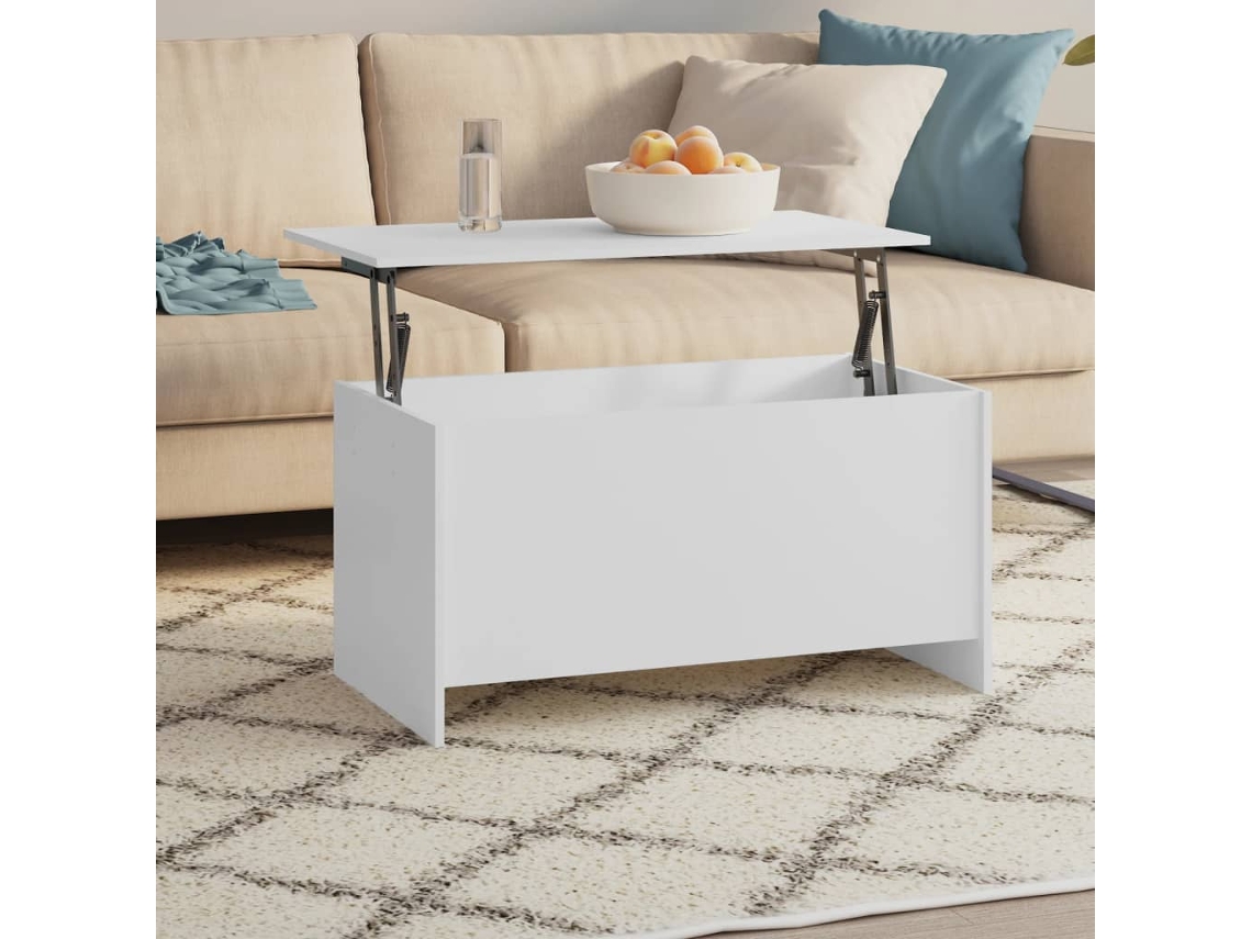 Vidaxl Mesa De Centro 102x55,5x52,5 Cm Madeira Processada Branco