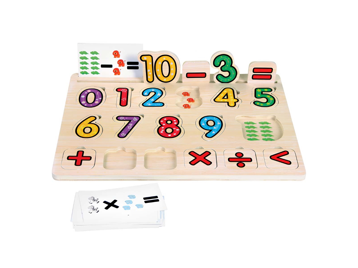 Quebra-cabeça Educativo De Madeira Com Equações Para Crianças 30x22cm