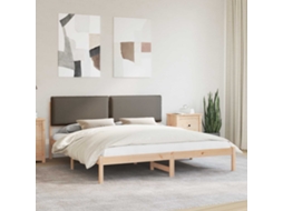 Vidaxl Estrutura De Cama Com Cabeceira Estofada Cinzento-acastanhado