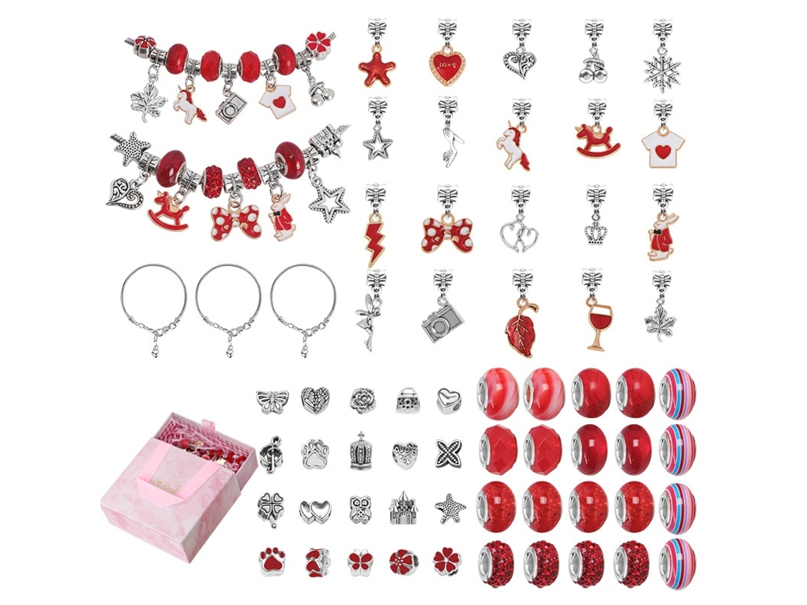 Kit Diy Para Criar Pulseiras Com Contas E Correntes, 63 Peças Elysve