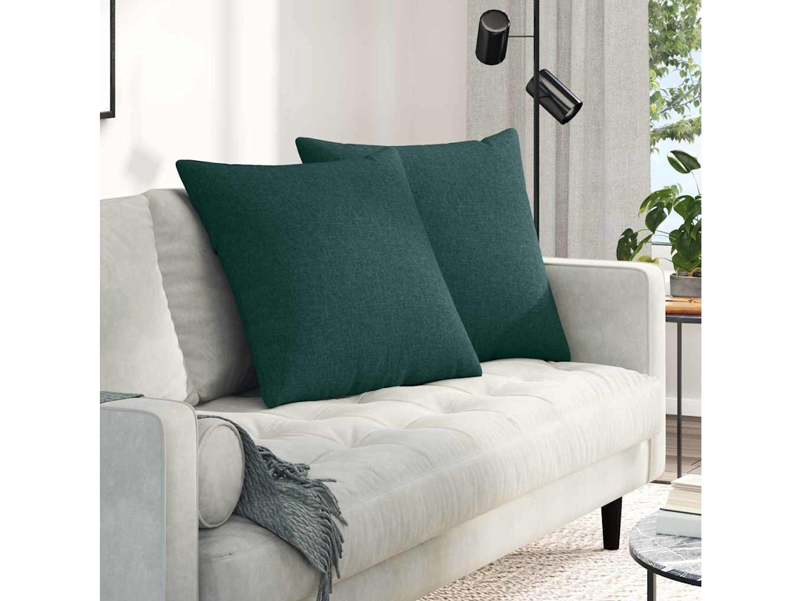Vidaxl Travesseiros De Sofá 2 Unid. Tecido Verde Escuro 80 X 80 Cm