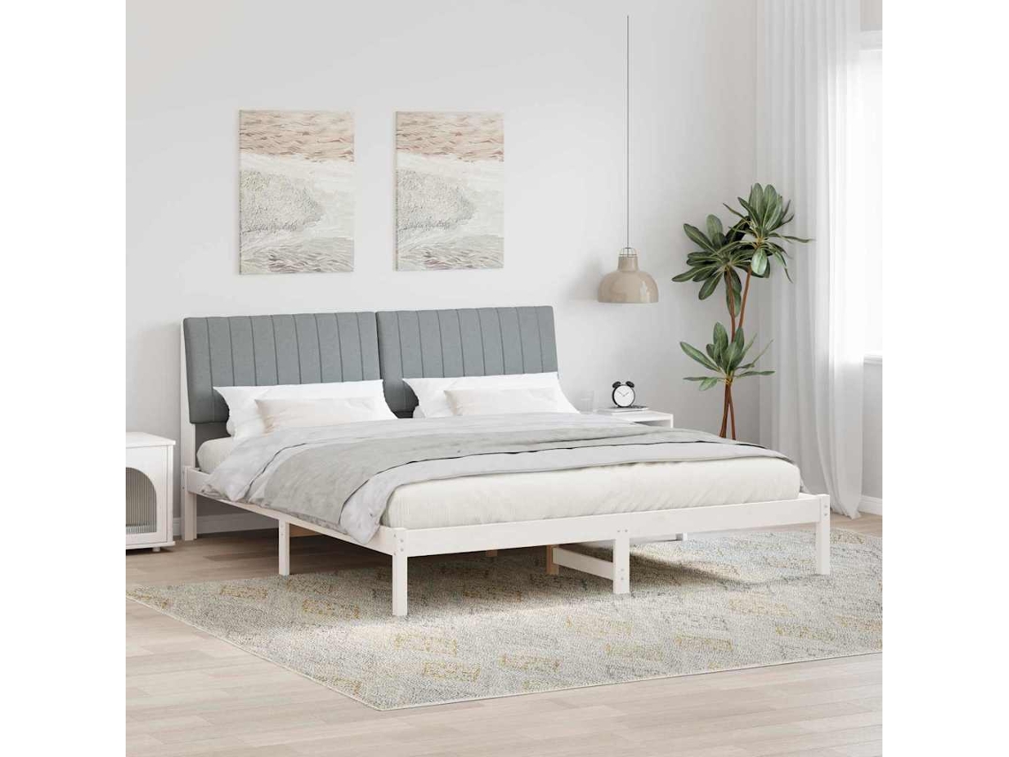 Vidaxl Estrutura Da Cama Com Cabeceira Cinzento-claro 180 X 200 Cm