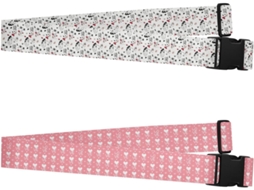 Conjunto De 2 Cintas Bagagem Resistentes E Ajustáveis Para O Dia Dos Namorados, Com Estampa De Coração, Cor Rosa Claro