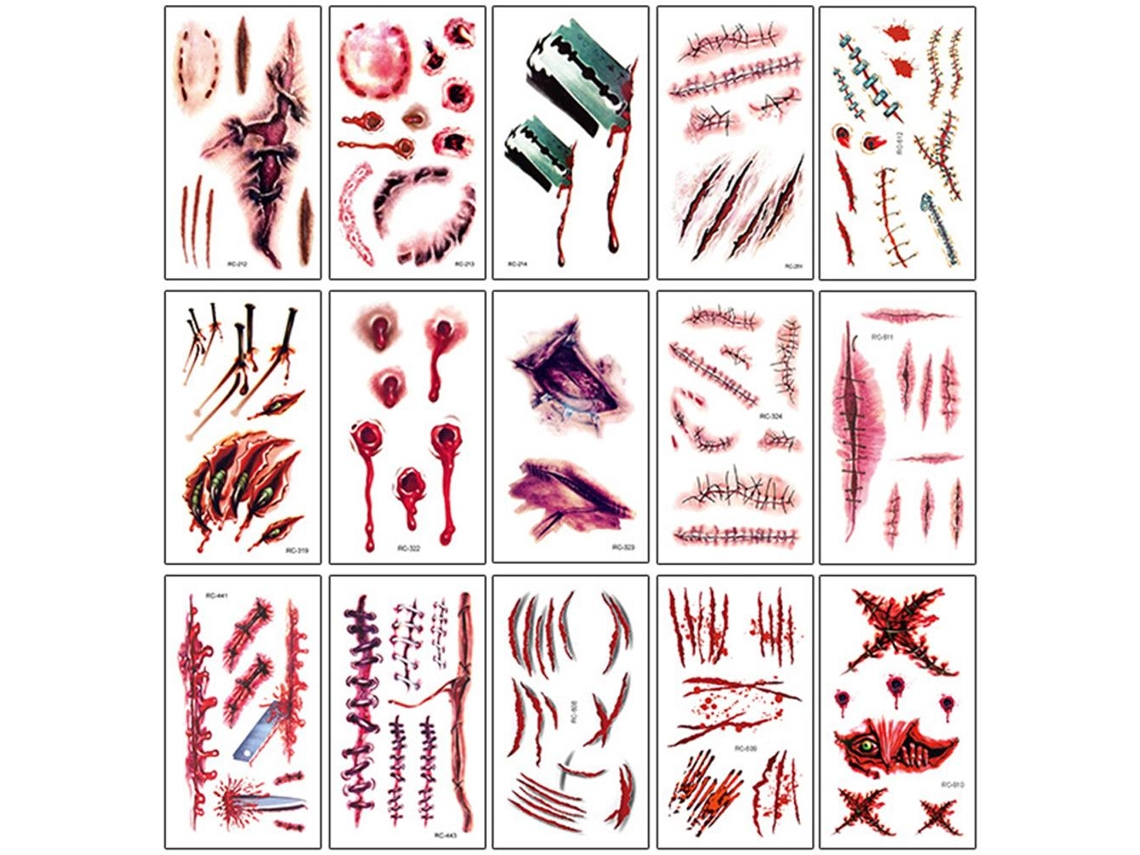 Tatuagens Temporárias Para Halloween, Adesivos De Tatuagem À Prova Dágua Para Rosto, Braços E Pernas Rnemitery