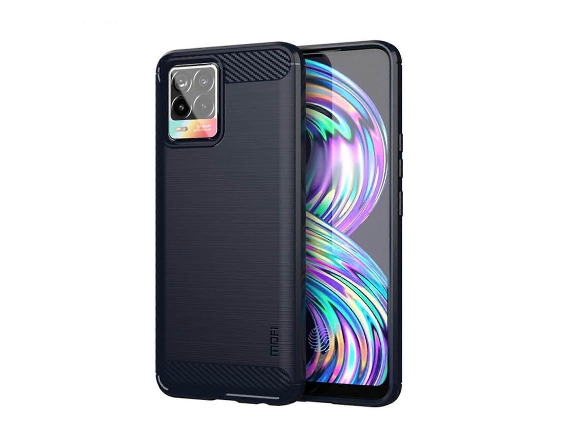 Capa De Tpu Macio Com Textura Escovada Em Fibra De Carbono Para Oppo Realme 8/8 Pro Mofi Gentleness Series