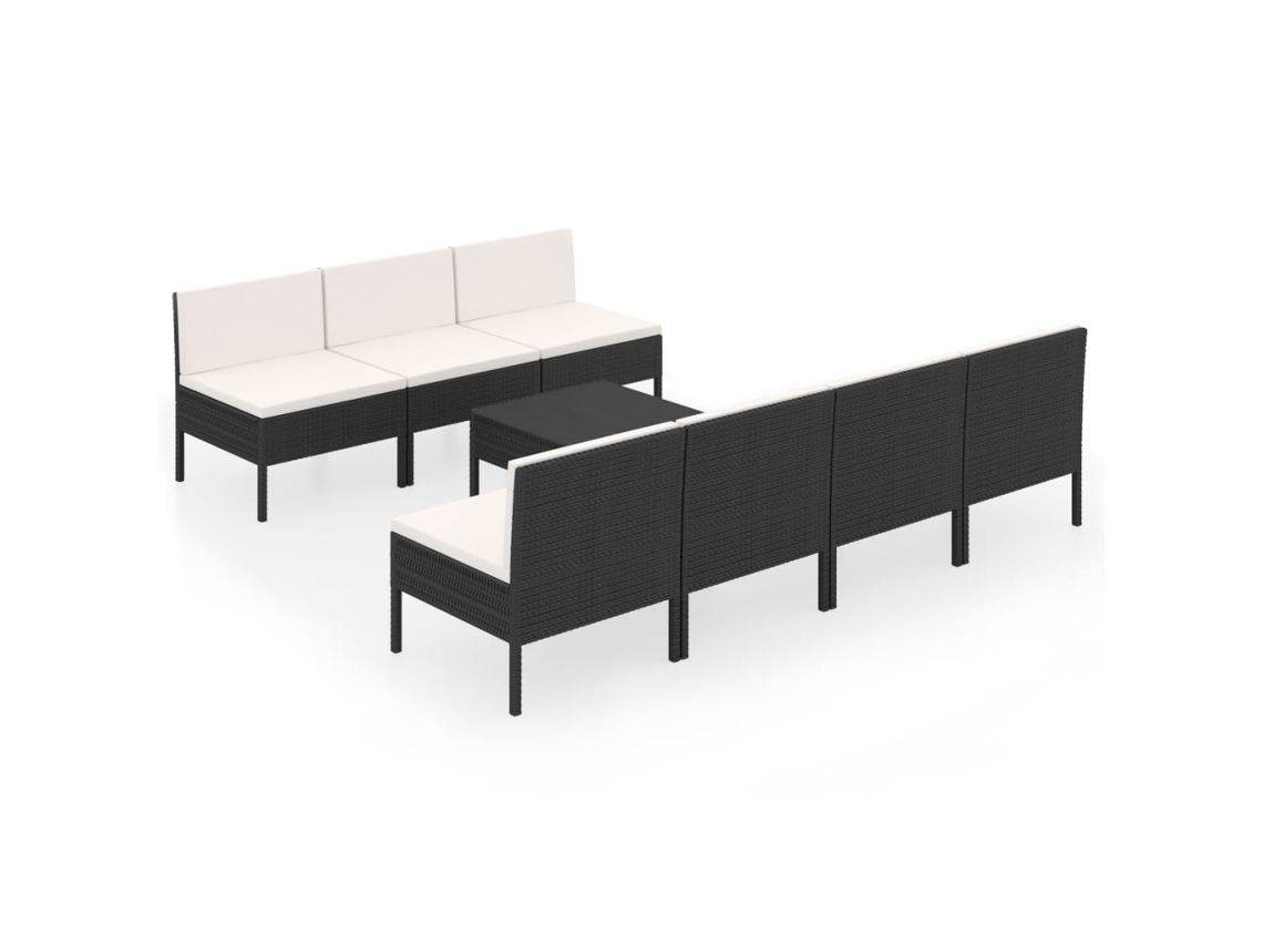 Garden Lounge Set, Garden Lounge Sets Vidaxl Preto Rattan / Vime (n/a)