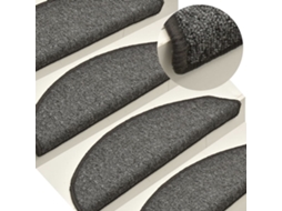 Vidaxl Tapetes De Escada 15 Peças 56x17x3 Cm Cinza Escuro Semicircular