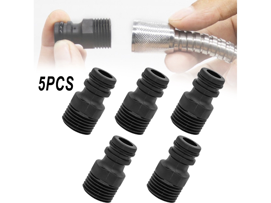 Adaptador Para Mangueira, 5 Unidades, Em Plástico, Medida 1/2 Polegada, Para Sistemas De Rega, Depósitos E Tubagens Exteriores
