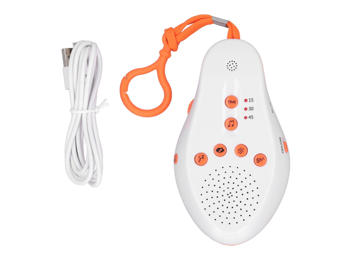 Primerox máquina de Ruído Branco com Luz Noturna Controle por Voz Timer 3 Níveis para Bebê Dormir Melhor Laranja