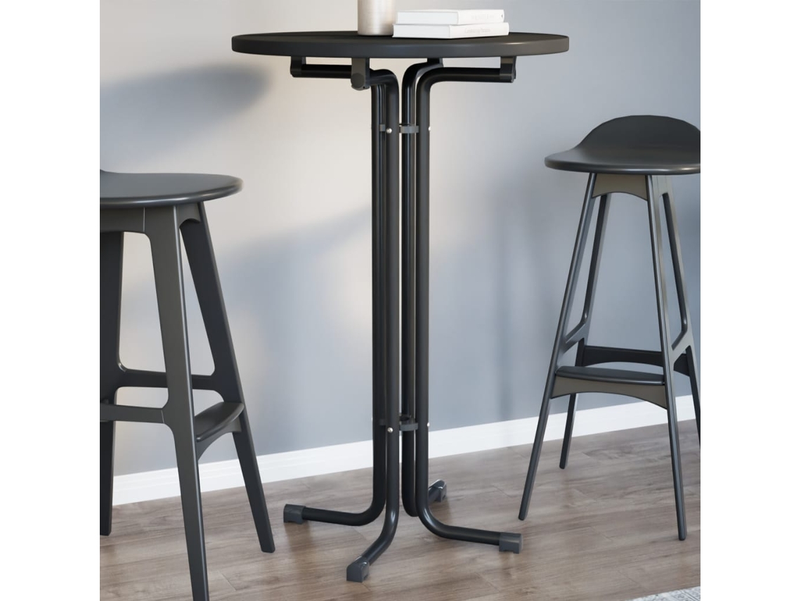 Vidaxl Mesa De Bar Ø70x110 Cm Derivados De Madeira E Aço Preto