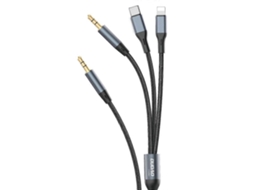 Cabo De Áudio Auxiliar Dudao L12pro 3 Em 1, Conversor De 3,5 Mm Para Tipo C/ipad/3,5 Mm Aquaforge