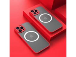Capa Para Iphone 17 Pro Max Vermelha Magnética Com Acabamento Em Spray Fosco E Toque Suave