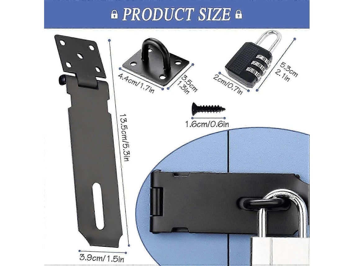 Conjunto De Cadeado De Senha Resistente À Água E Fecho De Porta, Aço Inoxidável, 4 Polegadas